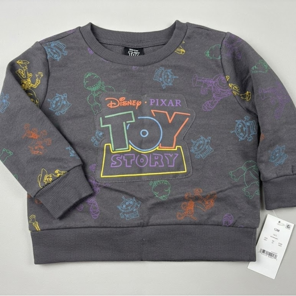 NWT Disney Pixar Toy Story Neon Outline Sweatshirt - Size 12M Charcoal Gray